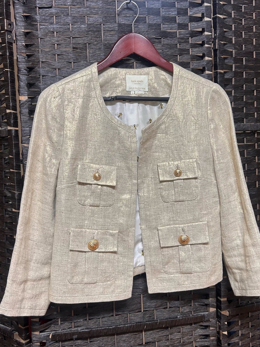 Kate Spade liken suit jacket size 6 bee lined functional pockets good buttons